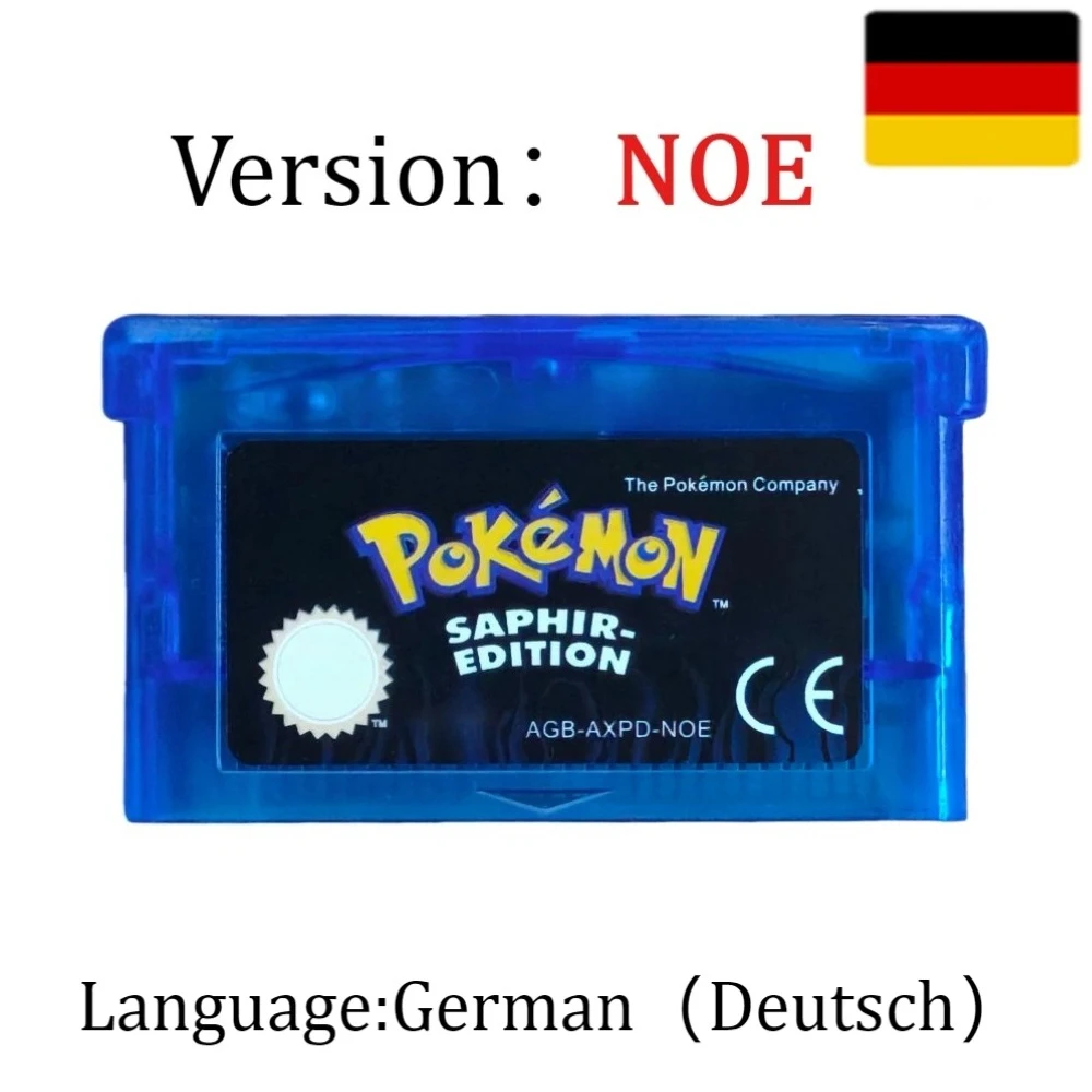 NOE Deutsch für GBA NDSL NDS GBM SP Pokemon-Serie GBA 32-Bit-Videospielkassette Konsolenkarte Hochwertige Klassische Anime-Spiele