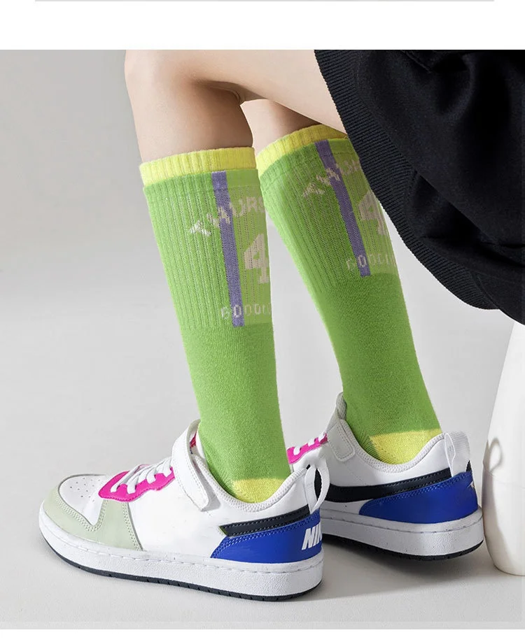 3-12T Jungensocken, lange Socken, Zahlenmuster, Sportsocken, Frühlings-Kniestrümpfe, 4 Paar – Detail 3