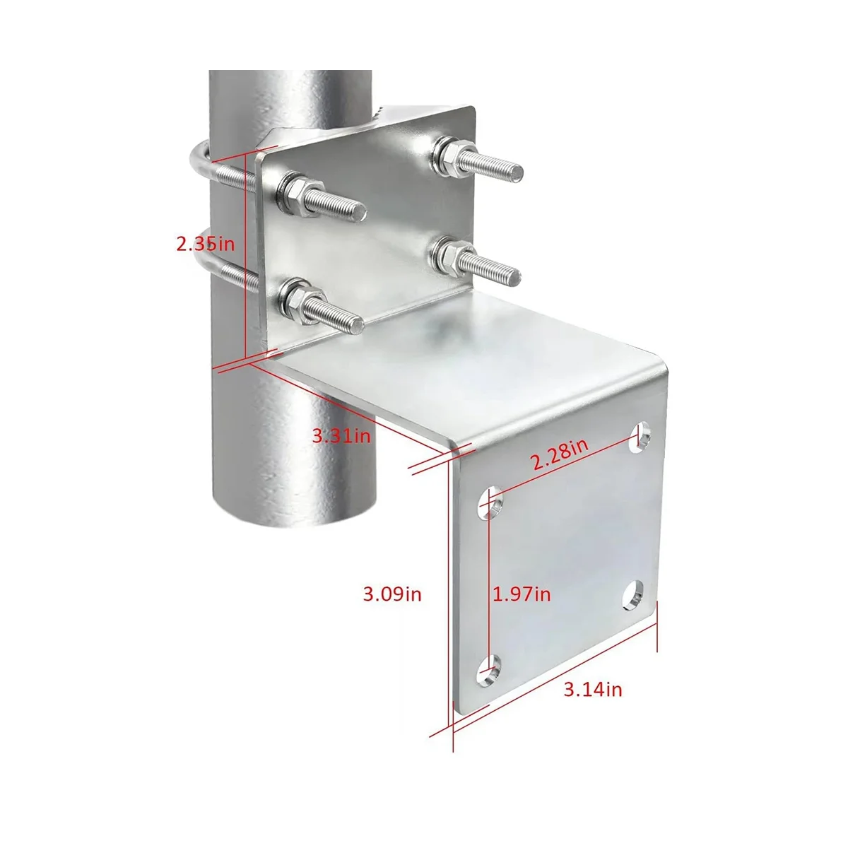 Antenna Pole Mount Kits, Antenna Pole Mount Bracket with Double U-Bolts Clamp V Jaw Bracket for Antenna Pole Holder