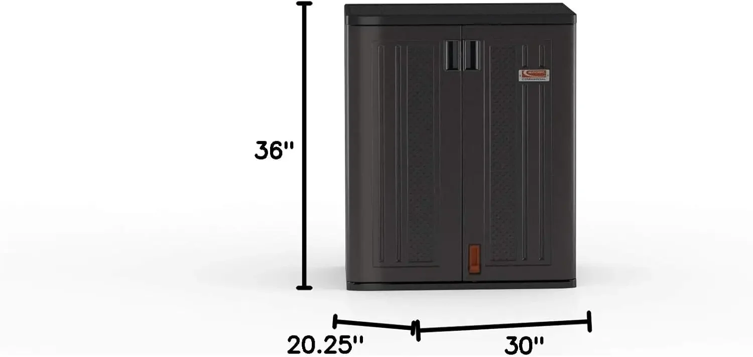 9 pies cúbicos. Gabinete de resina resistente con 2 estantes, negro