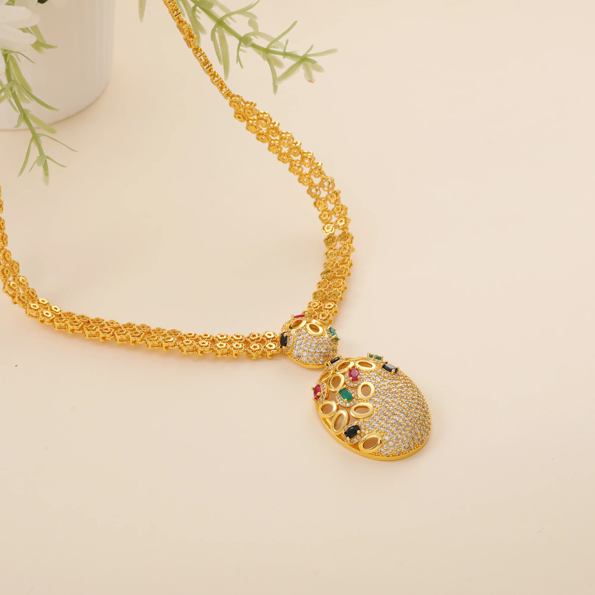 JRH Elegant Women\'s Jewelry Set with Colored Gemstones Necklace Earrings Ring And Bracelet Romantic Wedding Gift for Party