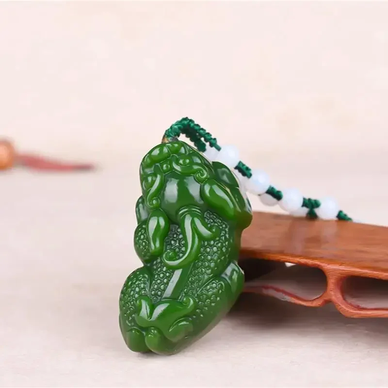

Natural Green Hetian Jade Stone PiXiu Pendant Necklace Carved Chinese Jadeite Jewelry Charm Reiki Amulet Gifts for Women Men