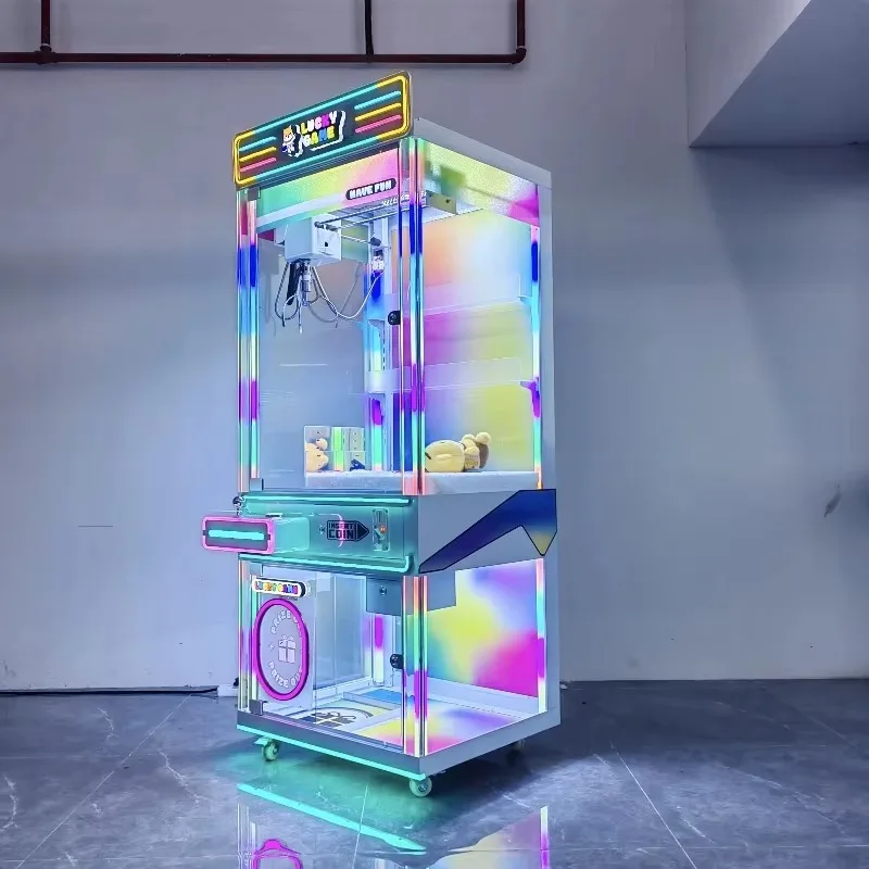 【2026】آلة ألعاب مخلب ألعاب من القطيفة تعمل بقطع النقود المعدنية مع خزانة شفافة