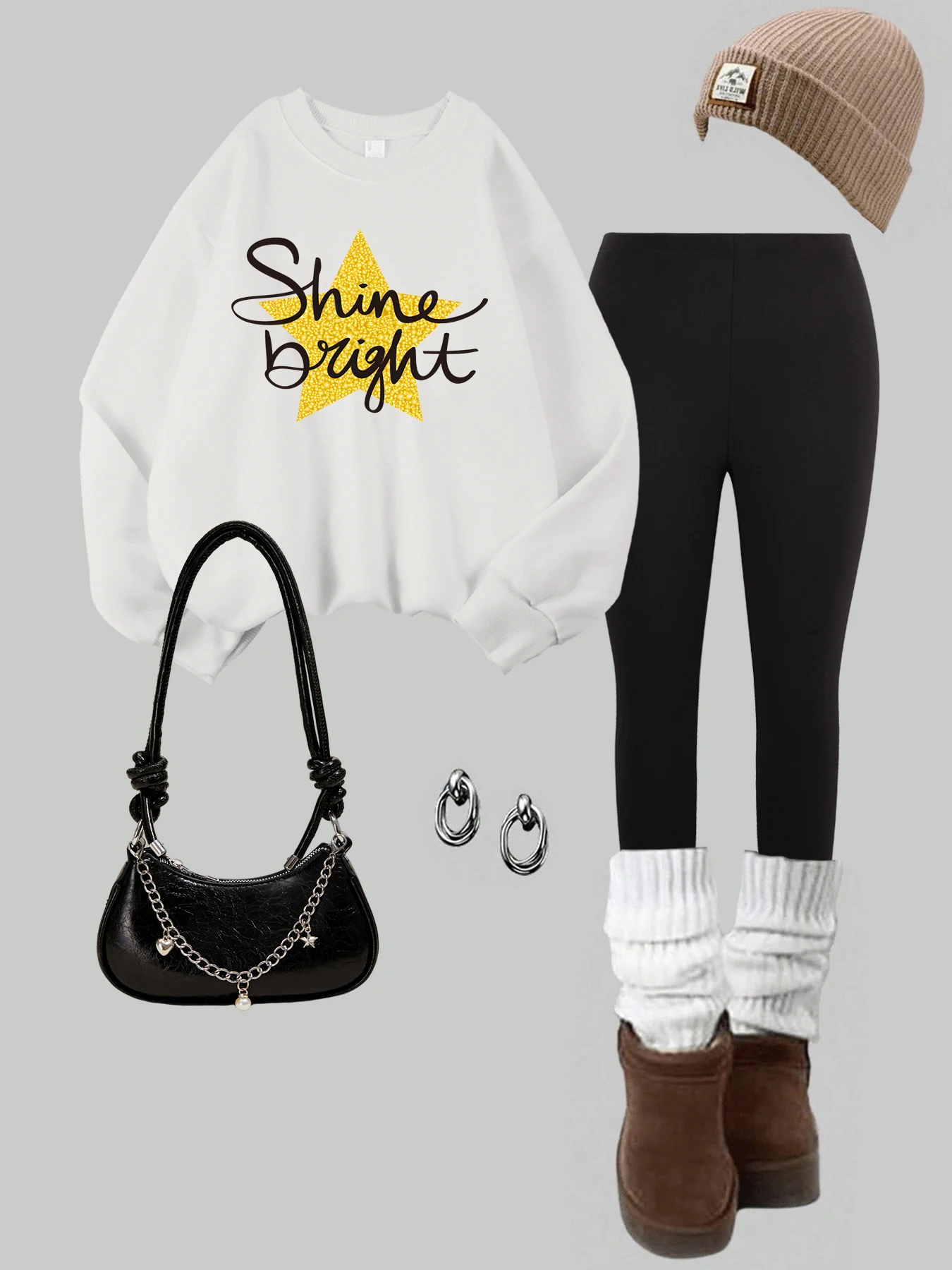 

Женская осенне-зимняя толстовка и леггинсы, комплект из двух предметов, блестящая ярко-золотая одежда с принтом пентаграммы, уличные флисовые теплые леггинсы