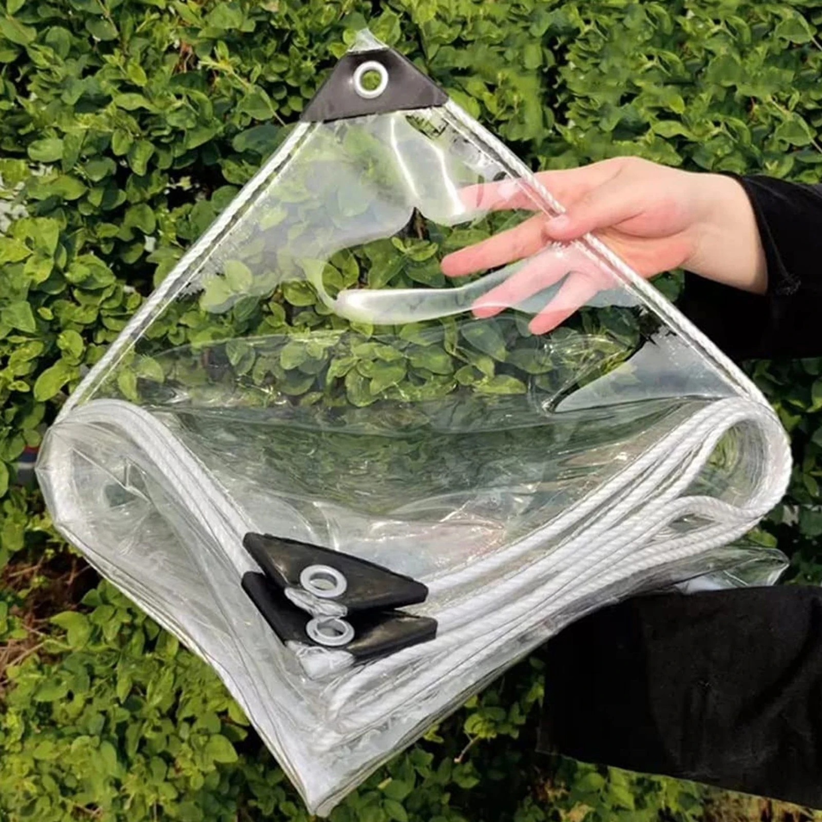 

9.8*14.8ft Clear Tarp Waterproof, Foldable Rain Tarp Transparent Tarpaulin, Pvc Greenhouse Tarp with Rope Metal Eyelets