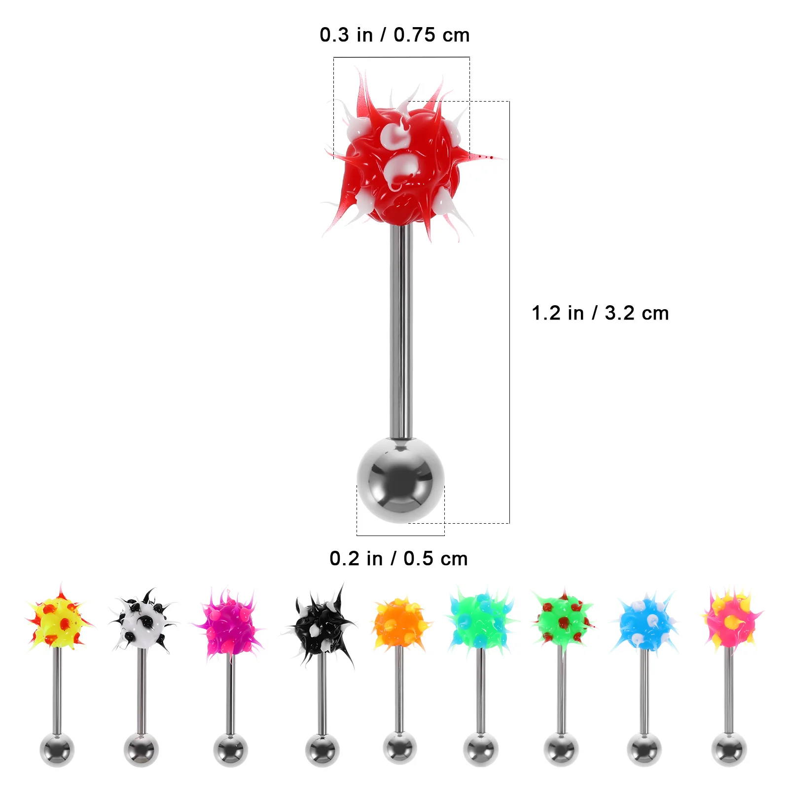 10Pcs Stylish Tongue Studs Decor Fashion Accessory Body Piercing Jewelry Creative Unique Appearance Premium Material Daily Wear