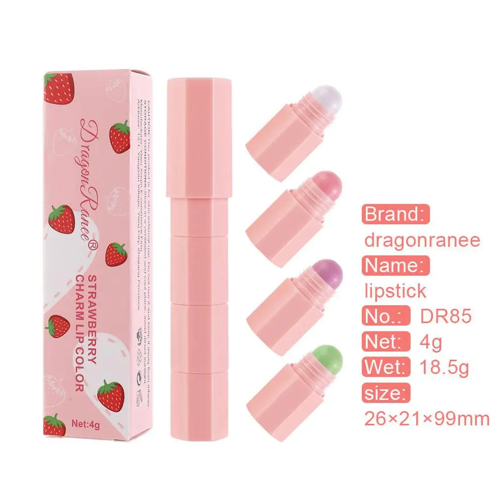 4-in-1 Colour Changing Lipstick Set Combo Strawberry Red Lip Balm Non-sticky Cup Multicolour Lipstick Pencil Lip Moisturising