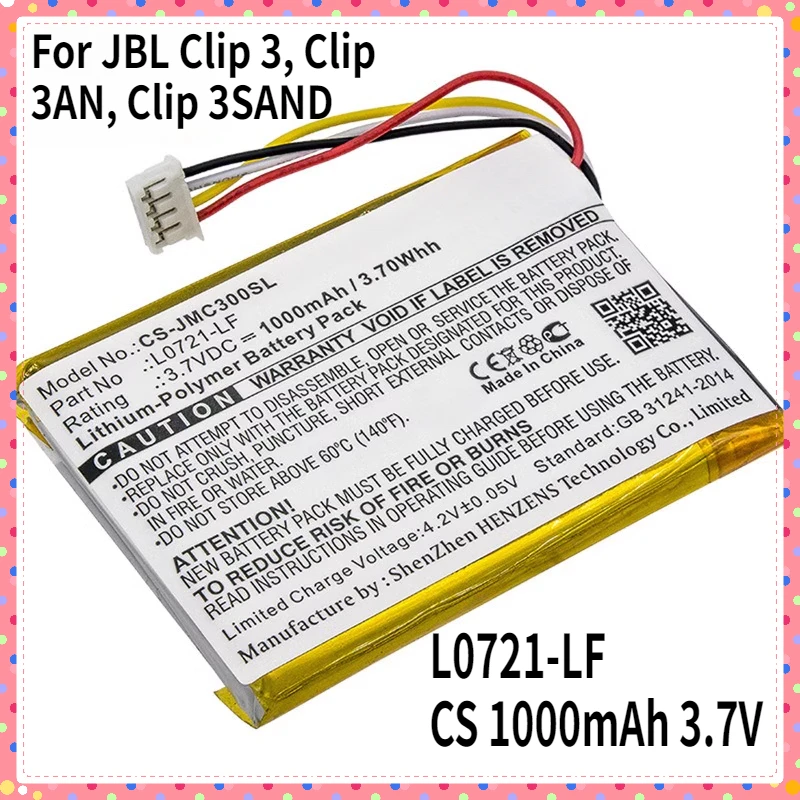 CS 1000mAh 3.7V Battery L0721-LF for JBL Clip 3, Clip 3AN, Clip 3SAND + tools