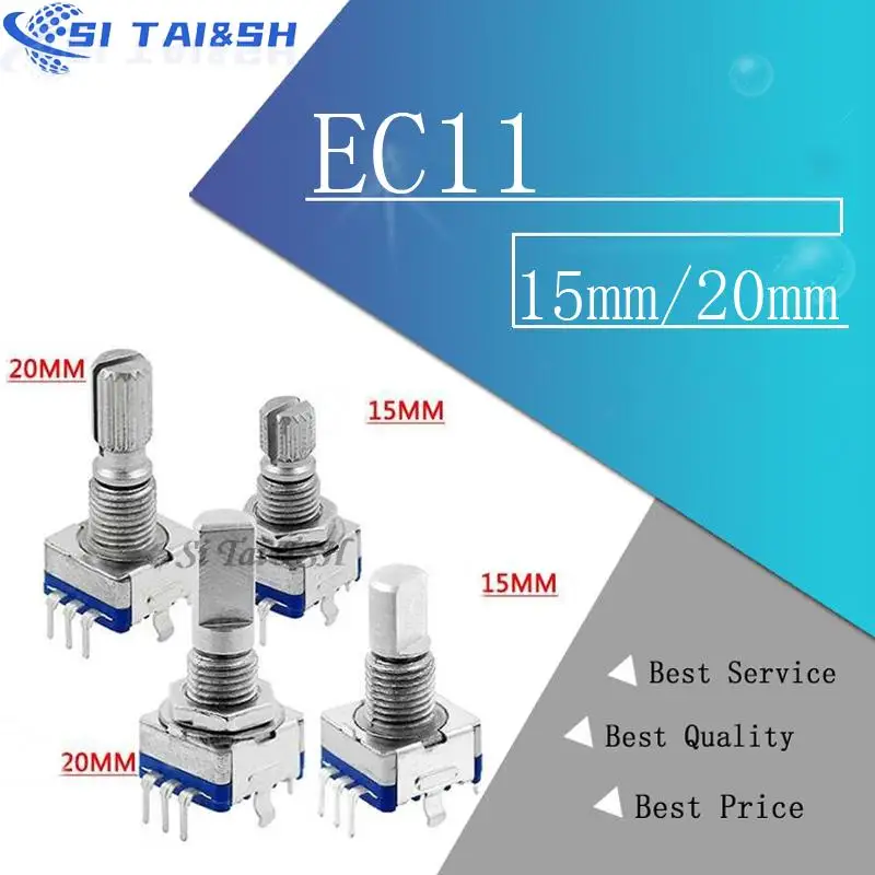 37+1 1PCS Half / Plum axis rotary encoder, handle length 15mm 20mm code switch/ EC11 digital potentiometer with switch 5Pin