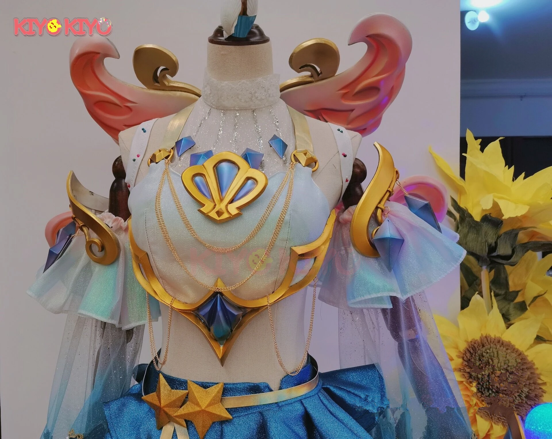 KIYO-KIYO Custom size Game LOL Song of Sea Prestige Seraphine Cosplay Costume prop microphone shoes wings summer dress