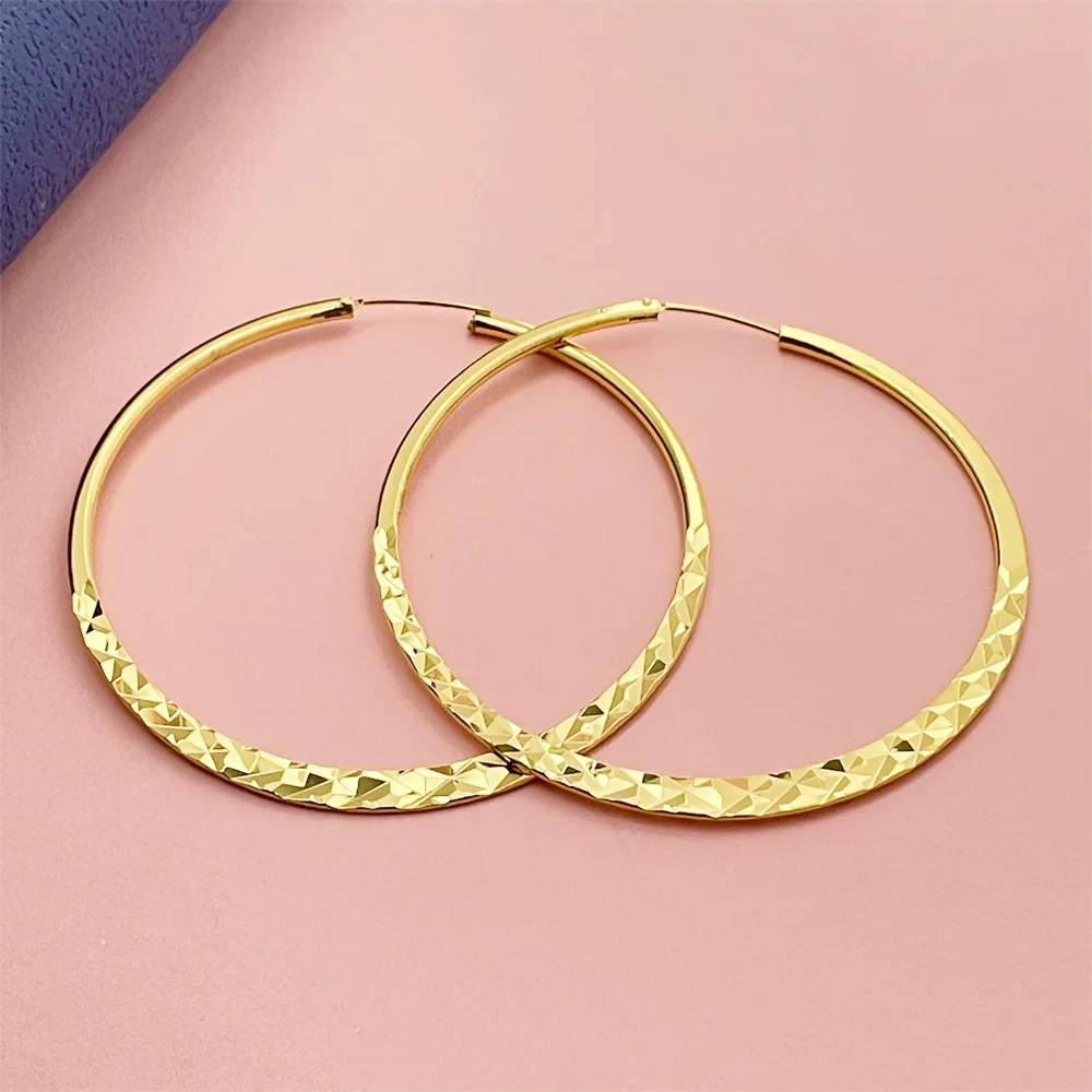 Fashion gold color fashion jewelry gold plated earrings vacuum electroplating car flower big ear ring 6CM hot sale