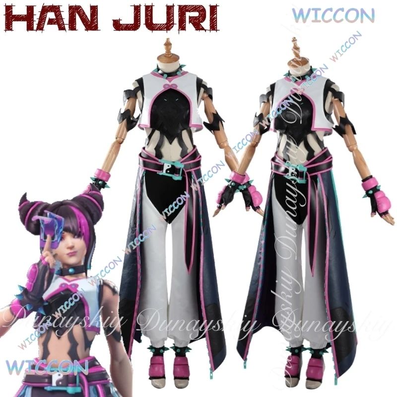 

OW Watch Your Butt Game Han Juri Cosplay The Same Clothes With Black And Purple Wig The Uniquely Shaped Cosplay Costume