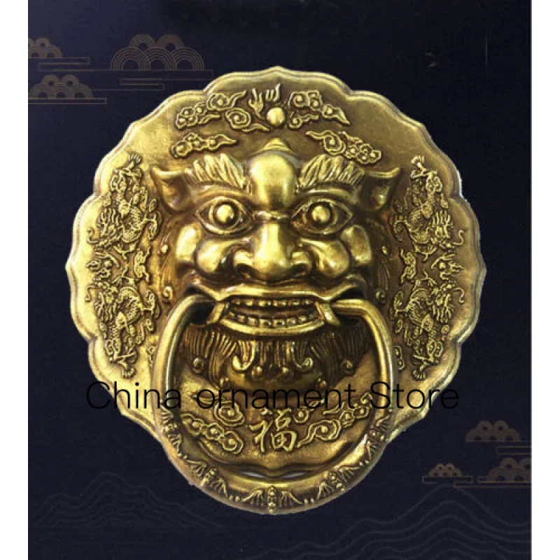 

8-Inch Ancient Bronze Statue Lucky Dog Lion Dragon Rare Doorbell Doorbell