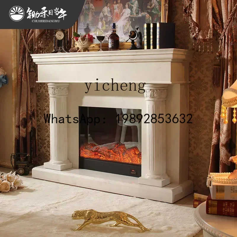 G1 French retro simulation electronic heating fireplace decorative cabinet American medieval marble