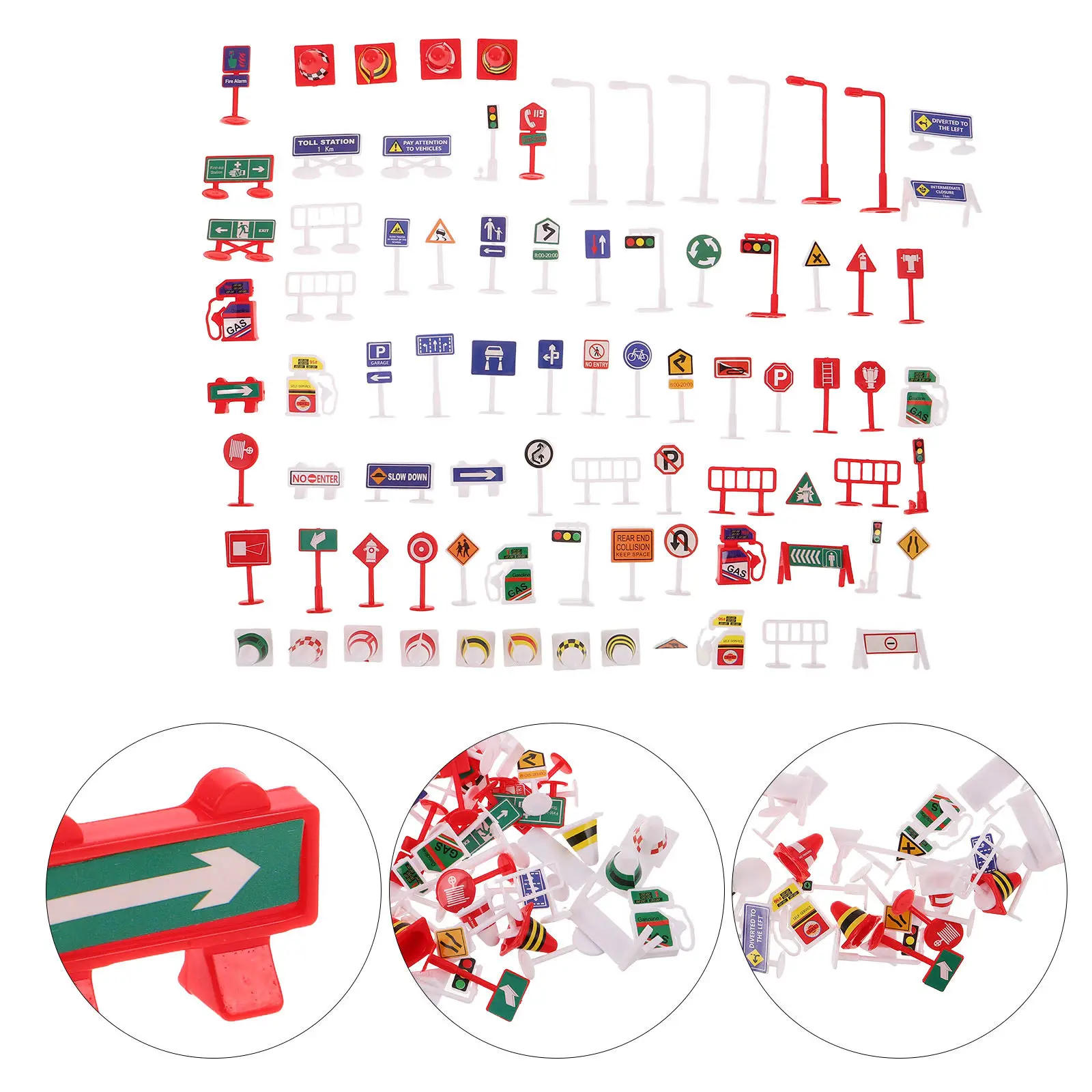 

84Pcs Children Traffic Signs Early Learning Set Plastic Stop Sign Mini Road Cones Bilingual English Vocabulary Traffic Safety