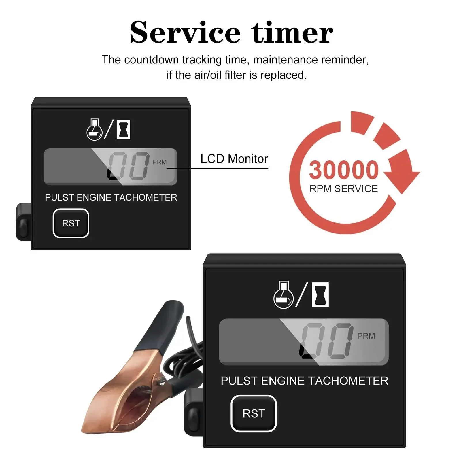 ZHIYU Small Digital Tachometer Inductive Engine  Waterproof Tach Hour Meter for Chainsaw Marine ATV Motorcycle UTV Engine view 3