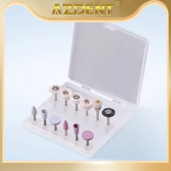 AZDENT 12PCS/Box Dental Composite Polishing Kit RA 2.35mm Polisher for Low Speed Hanpiece Porcelain Natural Teeth Nail Polishing
