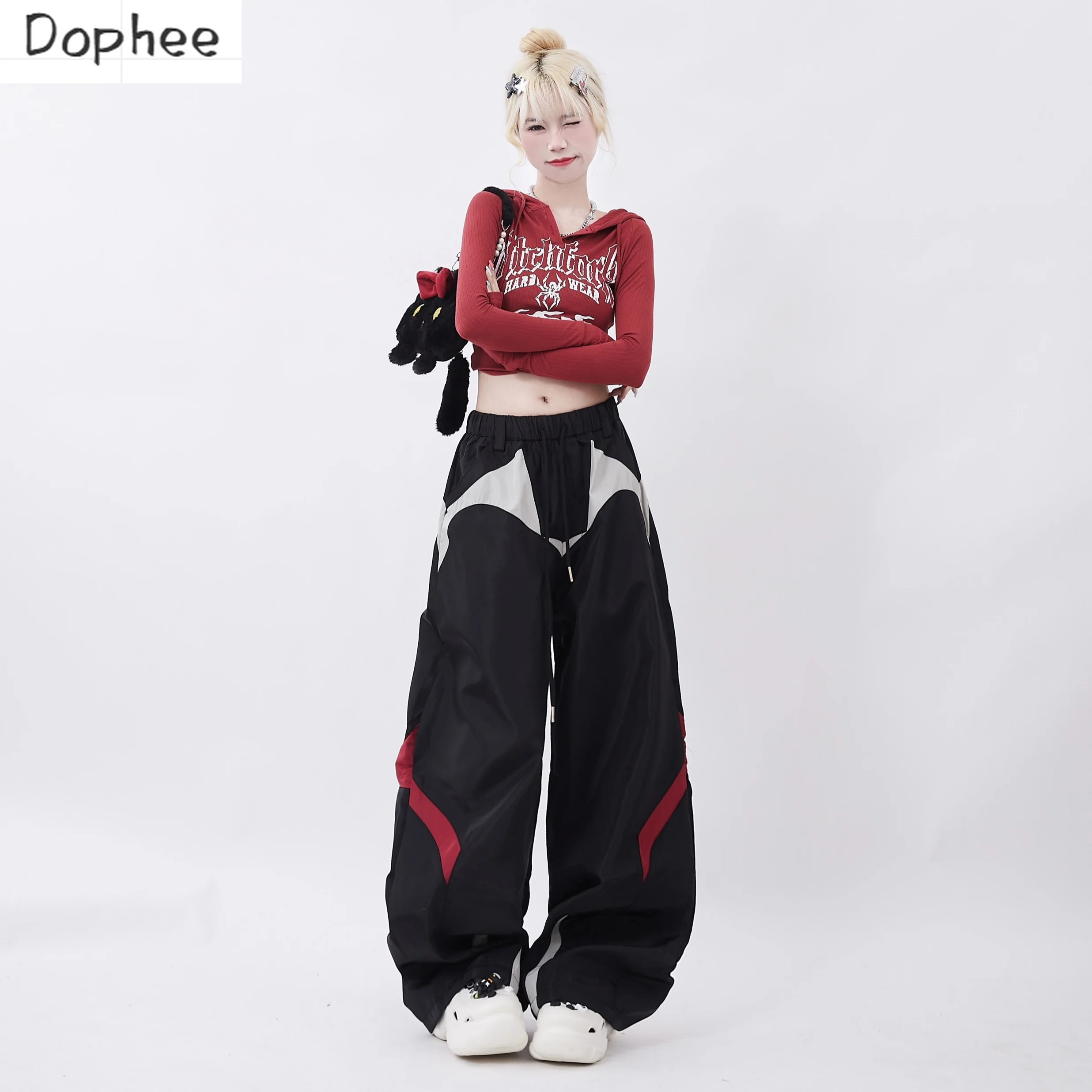 

Dophee New Autumn Hooded Long Sleeve T-shirt Dopamine Retro Letters Slim Spice Girls Pullover Crop Top Streetwear Women Tshirts