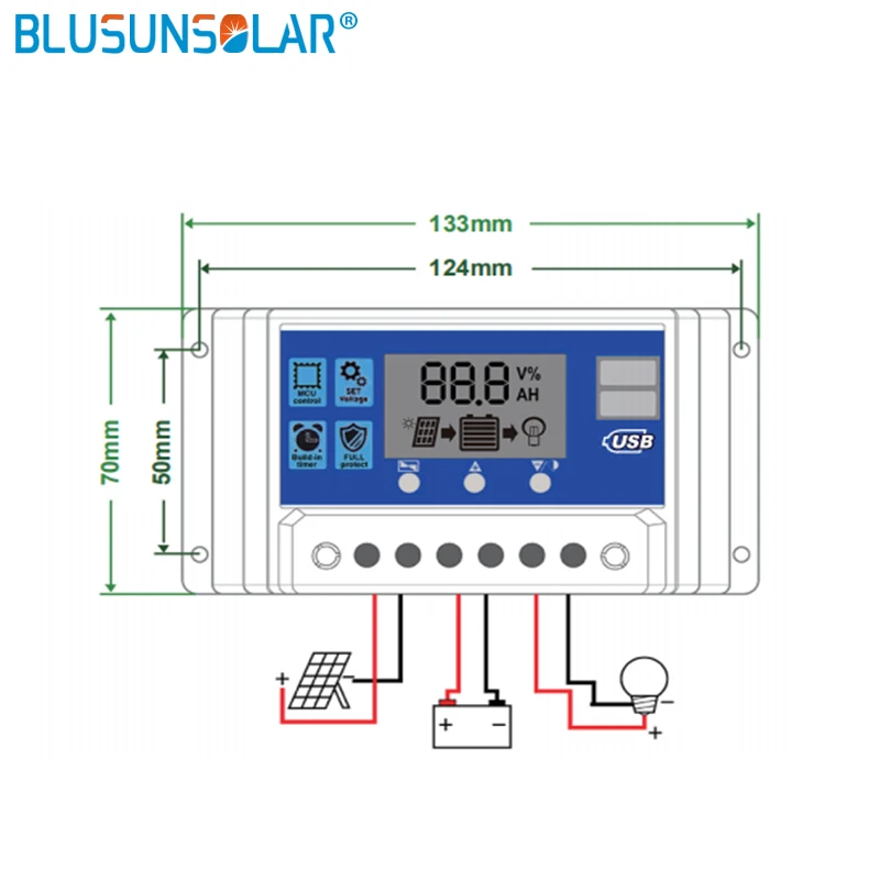 LEADER SOLAR 10A/20A/30A 12V 24V Auto Solar Charge Controller PWM with LCD Solar Cell Panel Regulator PV Home Solar