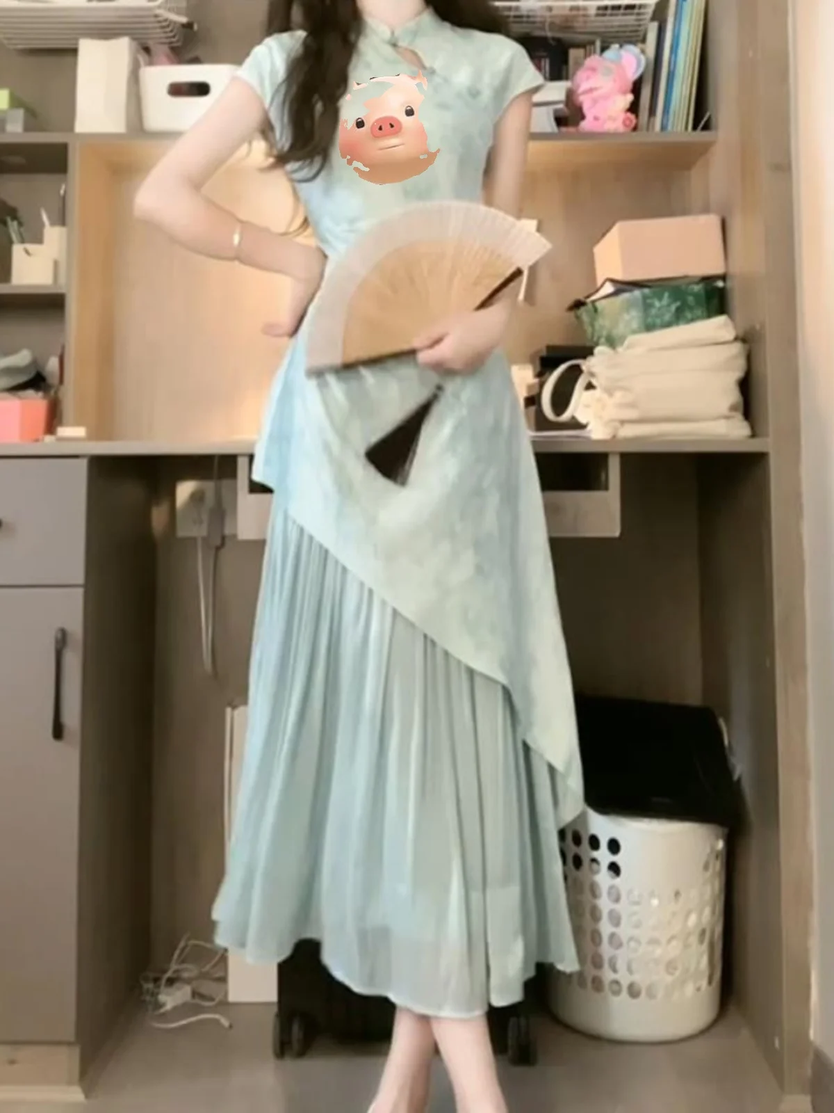 

Elegant New Chinese Style Dress Beautiful Shoulder Line Buddha Style Cool Zen Hanfu Women's National Fashion Design
