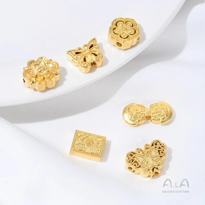 Vietnamese Sand Gold Does Auspicious Cloud Butterfly Flower Bead Back Cloud Bucket Bead DIY Handmade Beaded Jewelry Accessories