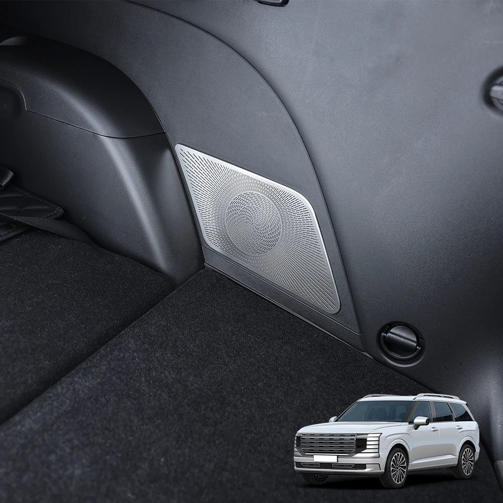 

Для Hyundai Palisade LX3 2025 2026 задняя крышка звукового сигнала из нержавеющей стали, сетка для аудиодинамика, украшение, серебристо-черная накладка на автомобиль с левым рулем