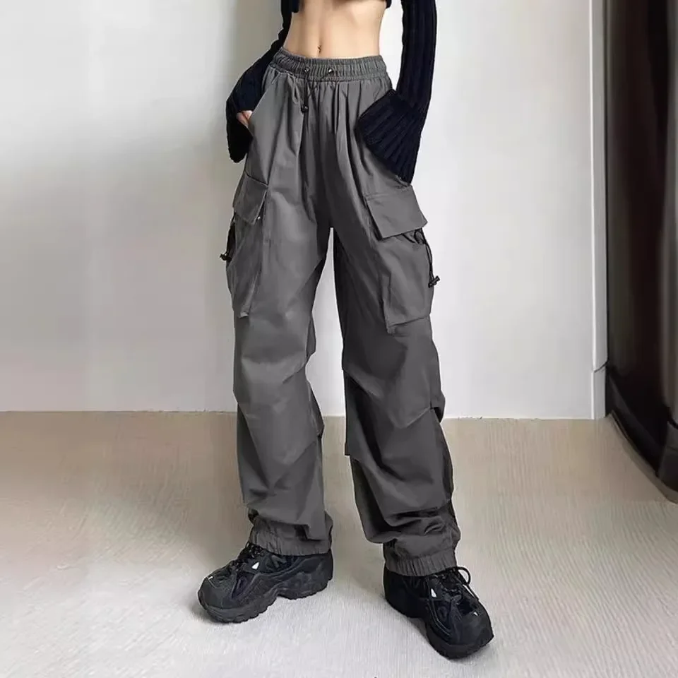 

Loose Workwear Wide Leg Long Trousers Harajuku Vintage Straight Leg Pocket Pleated High Street Hip Hop Casual Pants