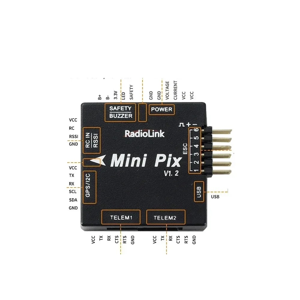 

Radiolink Mini PIX Flight Controller & M8N GPS TS100 / SE100 GPS RC Quadcopter Axis Multirotor Long Range Drone