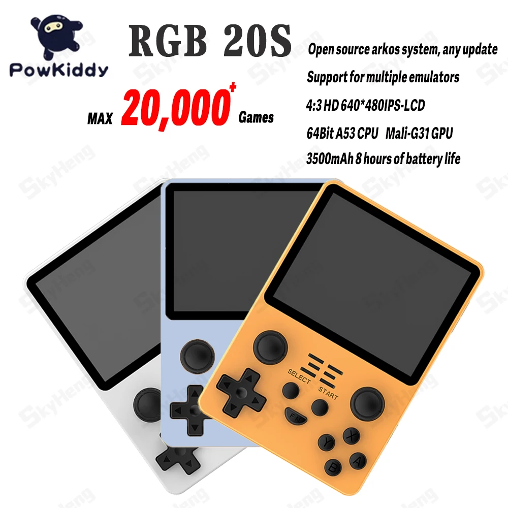 

2022 новая портативная игровая консоль POWKIDDY RGB20S мини ретро консоль 3,5 дюймов экран 4:3 IPS система с открытым исходным кодом для детских подарков