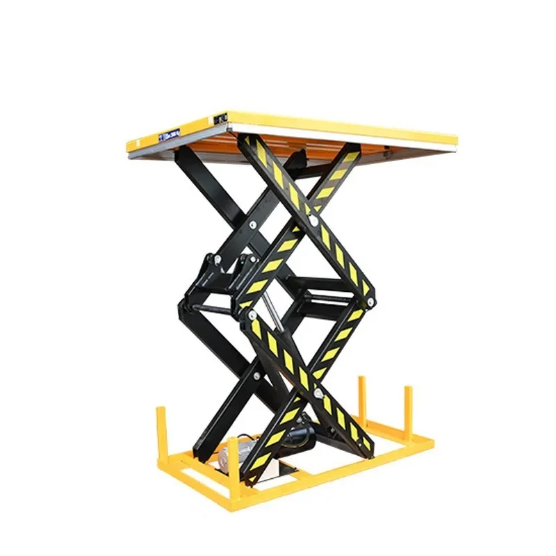 Electric lifting platform, scissor hydraulic lift, double fork three scissors loft basement