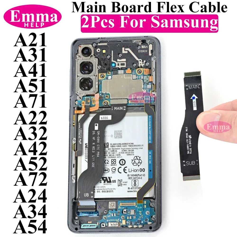 EmmaHelp 2Pcs Mainboard Main board Flex Cable Motherboard Dock For Samsung A21 A22 A32 A41 A51 A71 A32 A52 A72 A34 A54  MainFlex