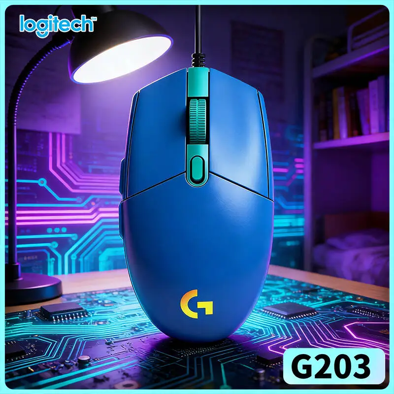 Logitech G203 Wired Gaming Mouse RGB Backlight 8000 DPI Adjustable 6 Buttons 1ms Response 85g Warranty Reliable Fit