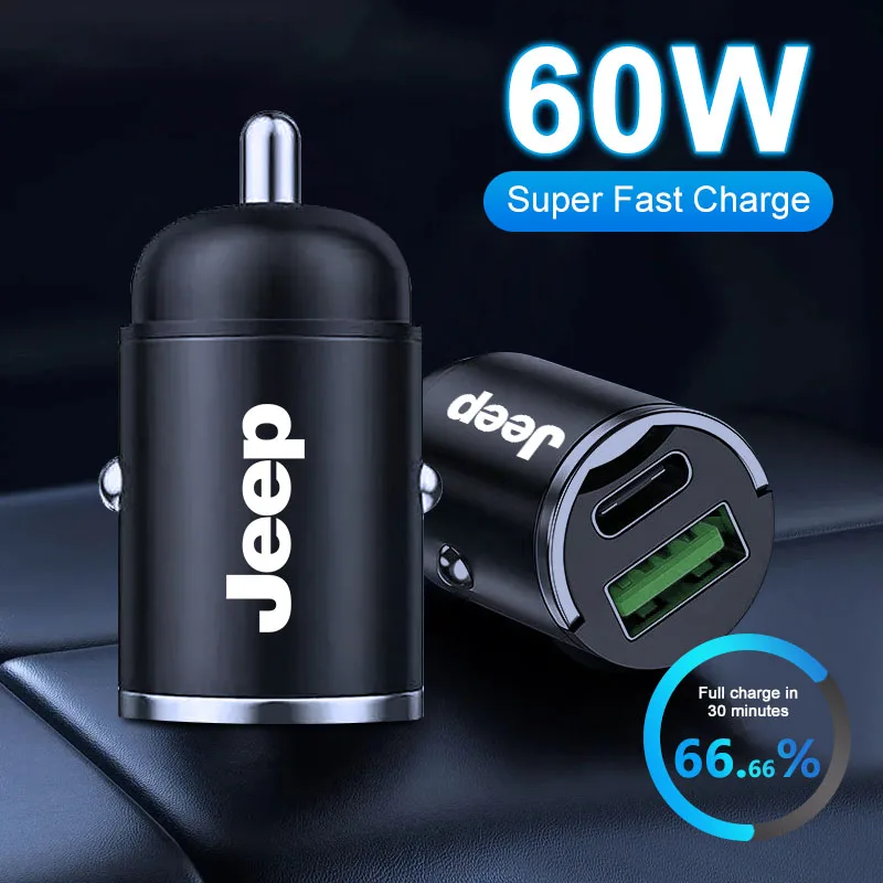 

1 шт., 100 Вт, мини-USB типа C, автомобильное зарядное устройство, зажигалка PD, быстрая зарядка для Jeep Grand Cherokee Xj Wk2 Wj Wrangler Jl Compass Commander