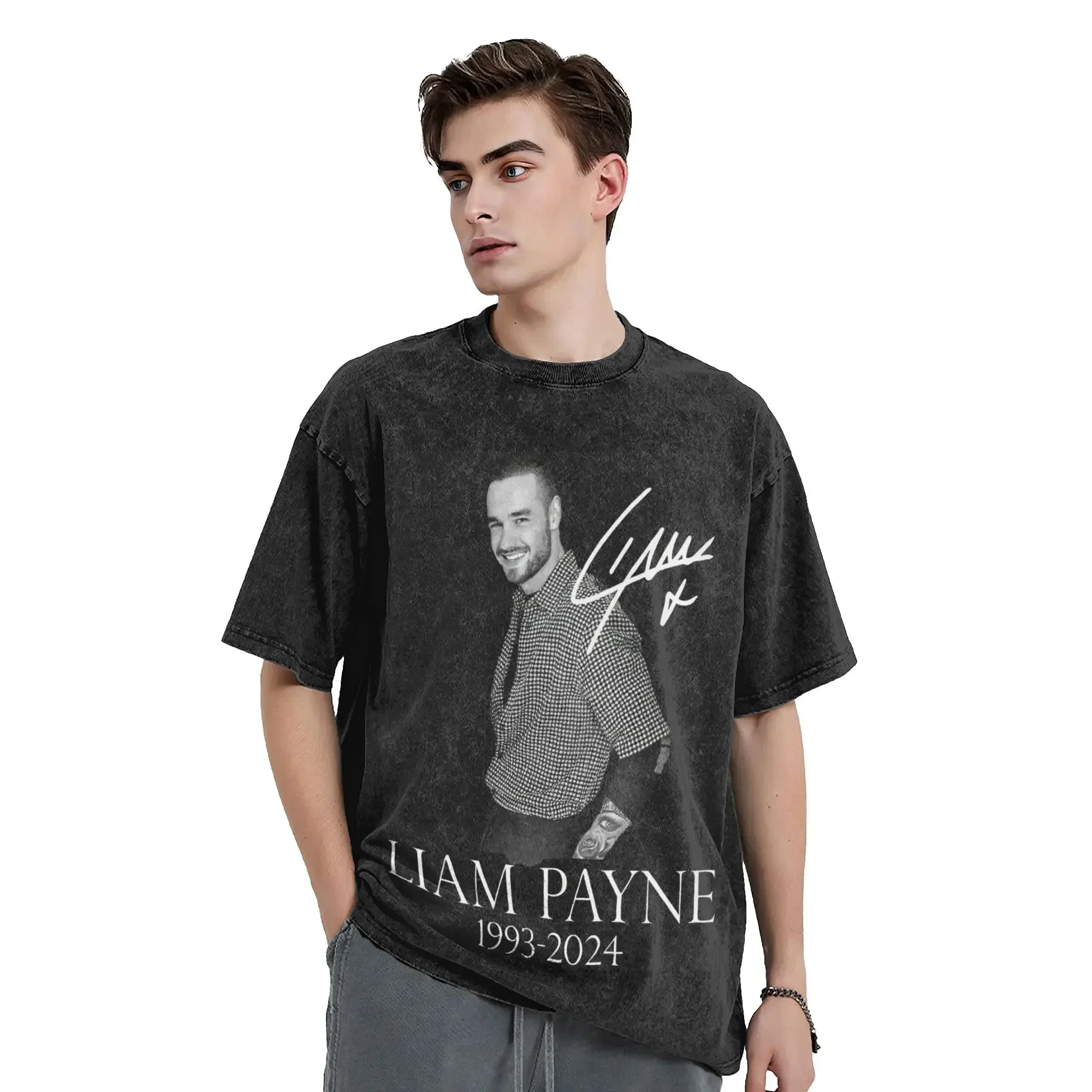 Liam Payne 1993-2024 rest in peace RIP memory T Shirt Hip Hop Washed Cotton Harajuku T-Shirt  Fashion Men Women Streetwear