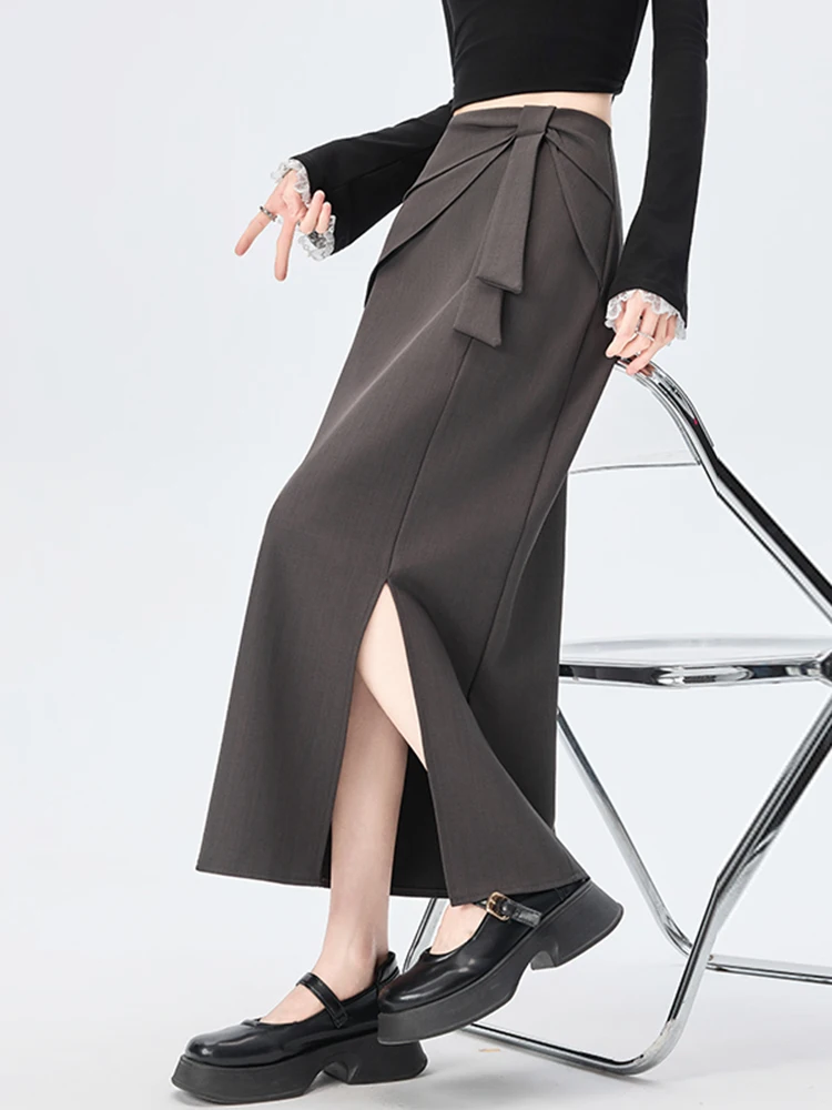 

Юбка миди А-силуэта с высокой талией, женская, весенняя, модный дизайн, стройнящая, длиной до колена, в корейском стиле, для офиса и деловых встреч