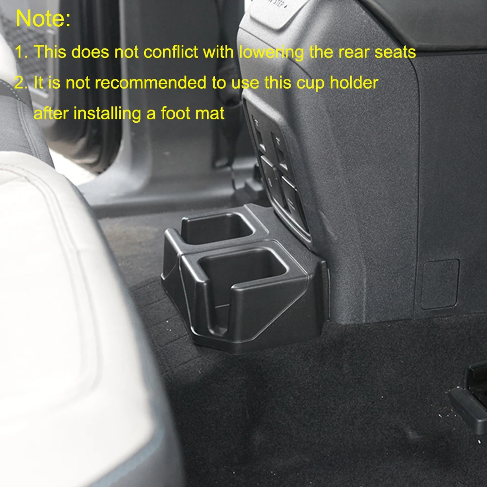 Car Rear Water Cup Holder Drink Bracket Storage Box for Ford Bronco 2021 2022 2023 2/4 Doors Auto Interior Accessories Black ABS