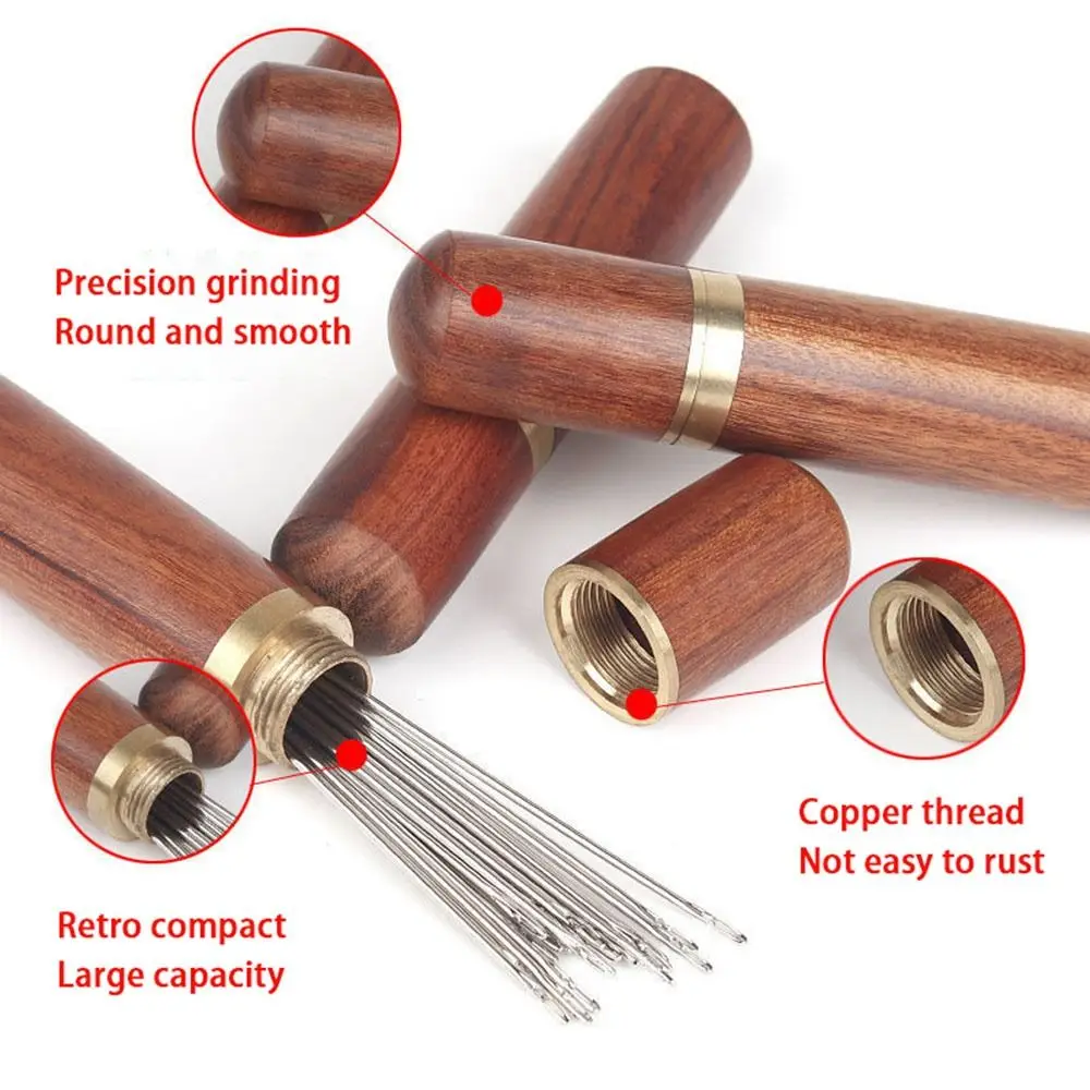 لتقوم بها بنفسك الحرفية الخشبية الخياطة إبرة الحاويات خشب الصندل علبة إبرة عملية المحمولة التطريز اللحف الملحقات العالمية