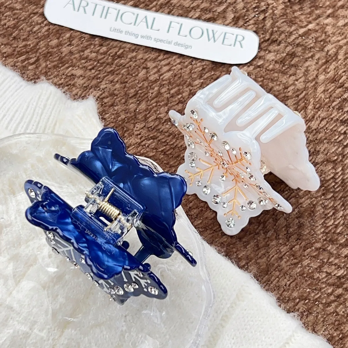 Pinces à cheveux en acétate pour femmes et filles, série de noël d'hiver, strass, flocon de neige, accessoires pour cheveux, nouvelle collection 2025