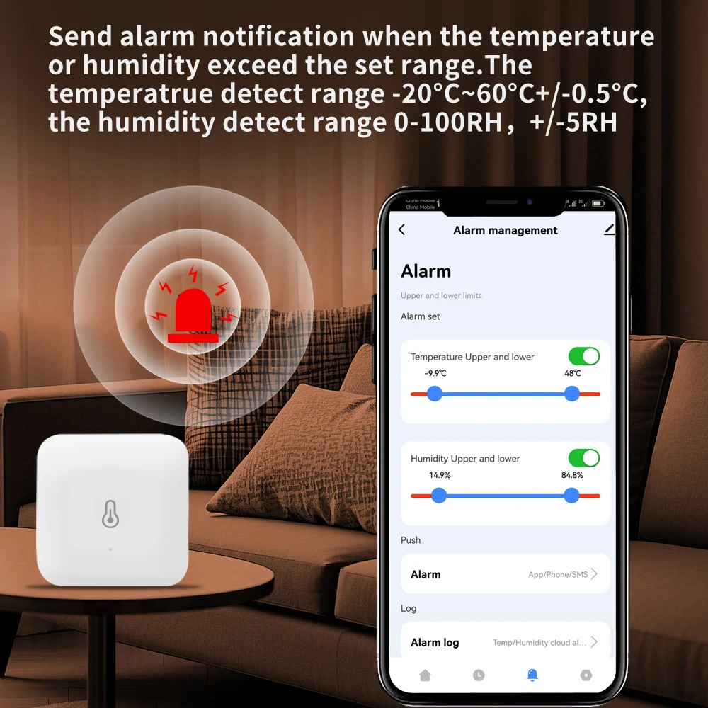 Lincukoo Tuya ZigBee Sensor Cerdas Suhu & Kelembapan Mini Alarm Suhu Tinggi dan Rendah Mendukung Smart Life