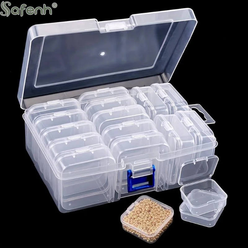 1 Set Stackable Organizer Container 12/14/15/30 Grid Transparent Plastic Storage Box For Beads Jewelry And Crafts