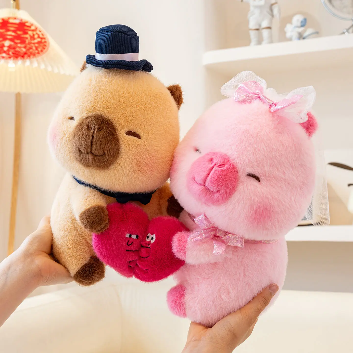 Hot 55 cm Coppia Capibara Bambola da sposa Animali di peluche morbidi Giocattoli di peluche Partner Sposa e sposo Miglior arredamento per gli amanti delle ragazze Regali