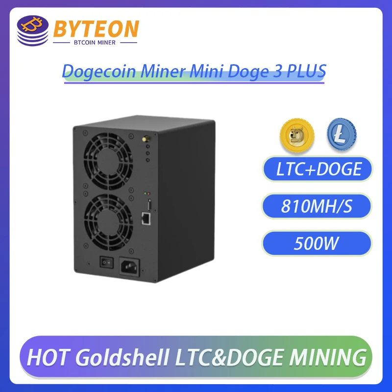 

NEW Goldshell MINI DOGE 3 Plus Doge Coin Litcoin Mining Dual Mode 810M or 620M Asic Miner Crypto Hardware Quiet Home Mining DHL