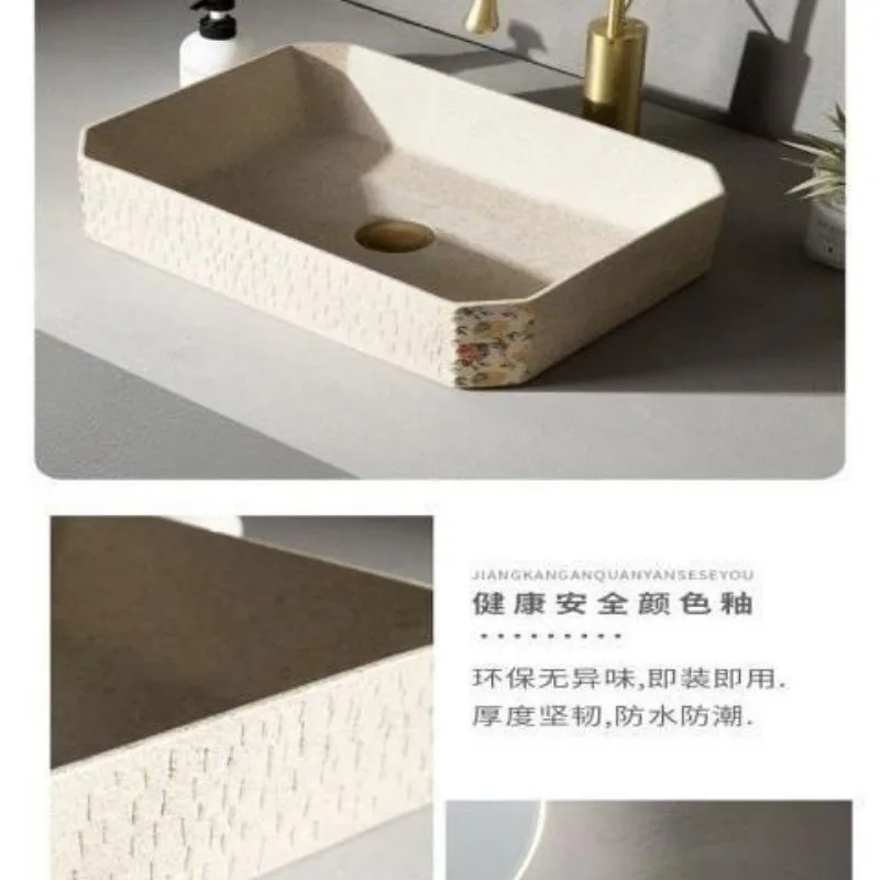Art retro Chinese countertop outdoor household ceramic balcony washbasin single basin washbasin washbasin basin