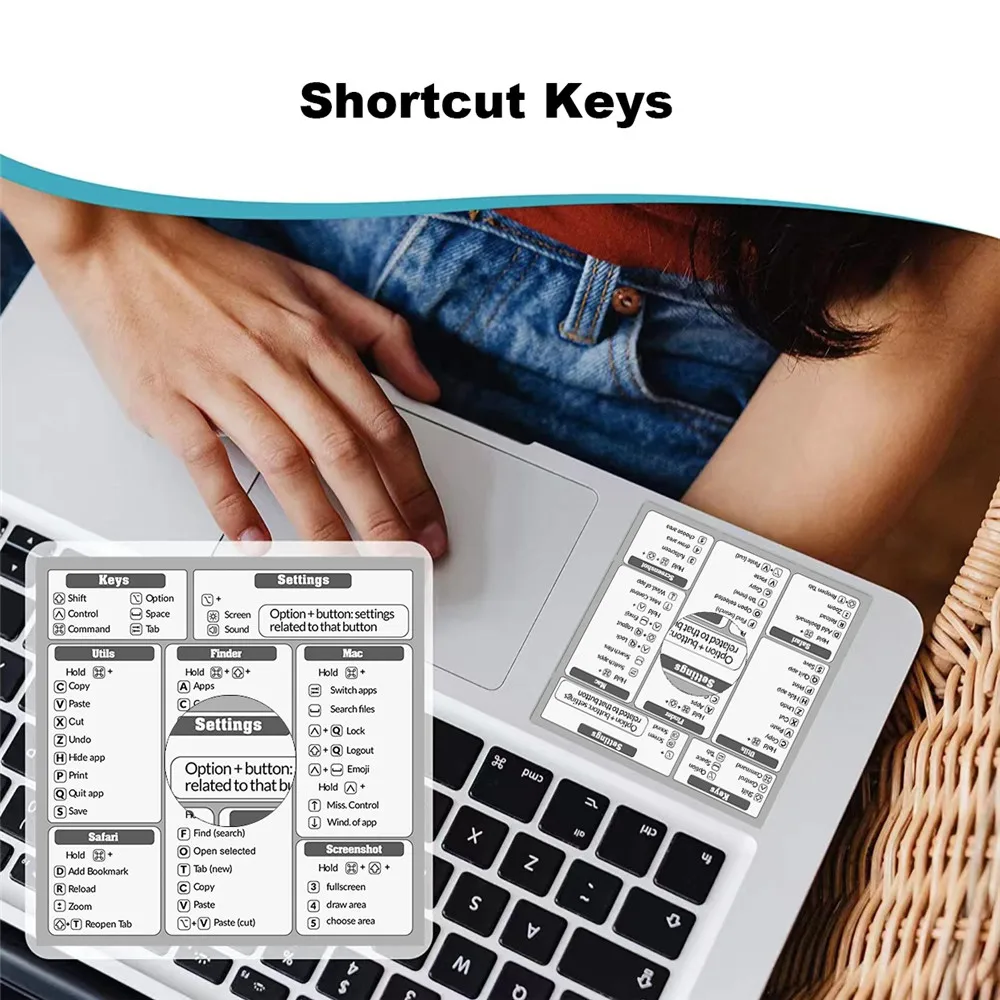 

for PC Reference Keyboard Shortcut Sticker Adhesive for Laptop Desktop