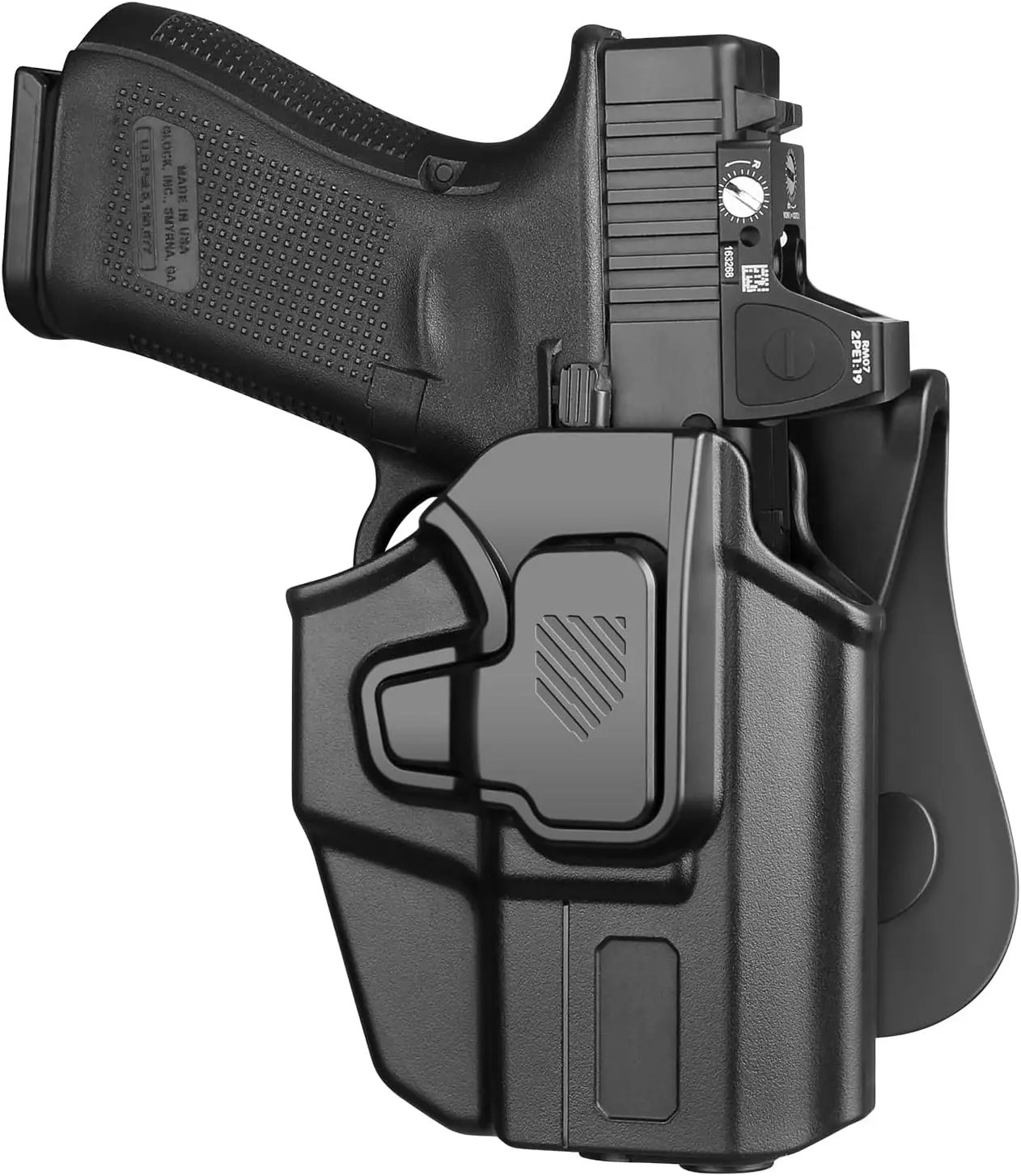 

Universal OWB Holster for Compact,Subcompact Gun,Fit Glock 19/26/43/43X/43X Mos,Hellcat pro,G3C,Index Finger Release,Right Hand