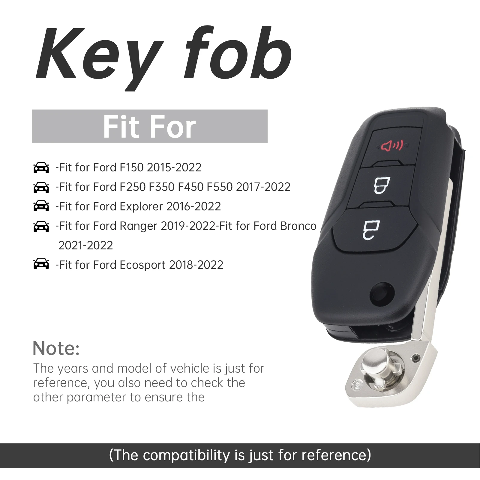 3 أزرار سيارة مفتاح بعيد فوب قذيفة صالح لفورد F150 F250 F350 F450 N5F-A08TAA ID49 رقاقة 315Mhz مفتاح ذكي قذيفة غطاء