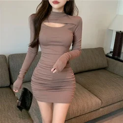 Versatile One-piece Women's Tight Hip Long Sleeve Short Skirt Winter 2023 Slim Casual Dresses Vestidos Para Mujer Women Dress