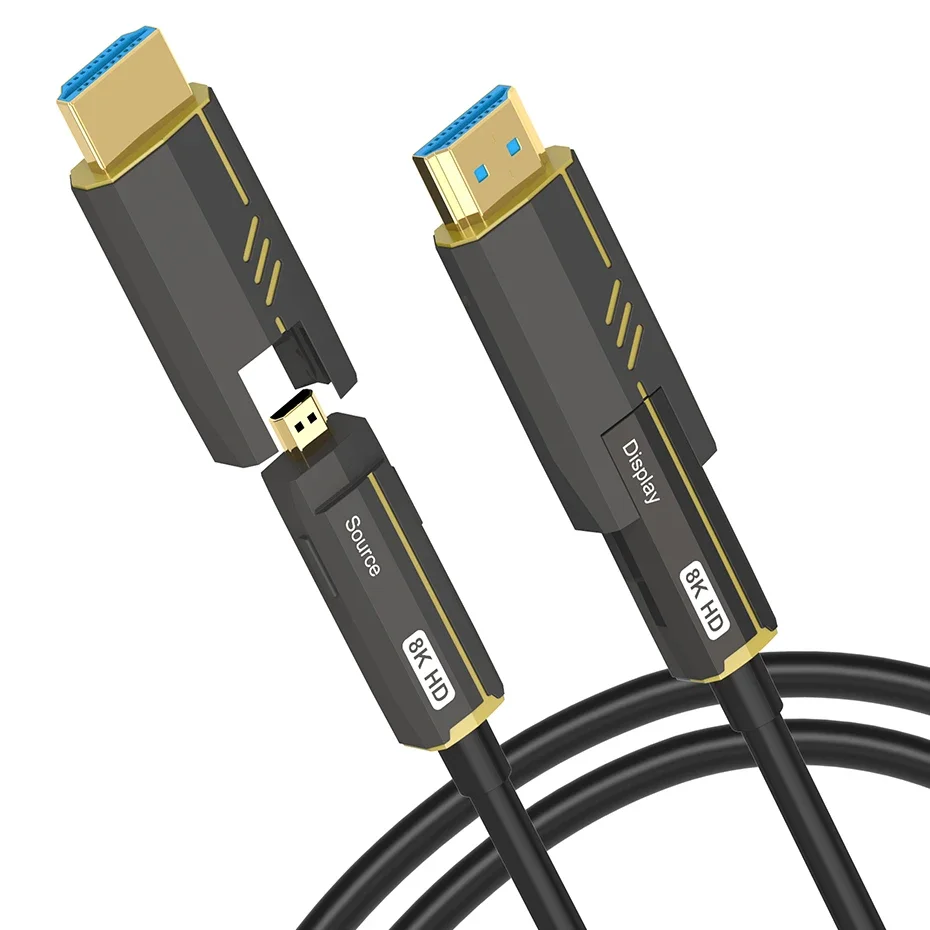 8K HDMI2.1 Fiber Optic Cable 8K@60Hz 4K@120Hz Industrial Grade Video Connecting Wire (Micro) HDMI To (Micro) HDMI Removable Head