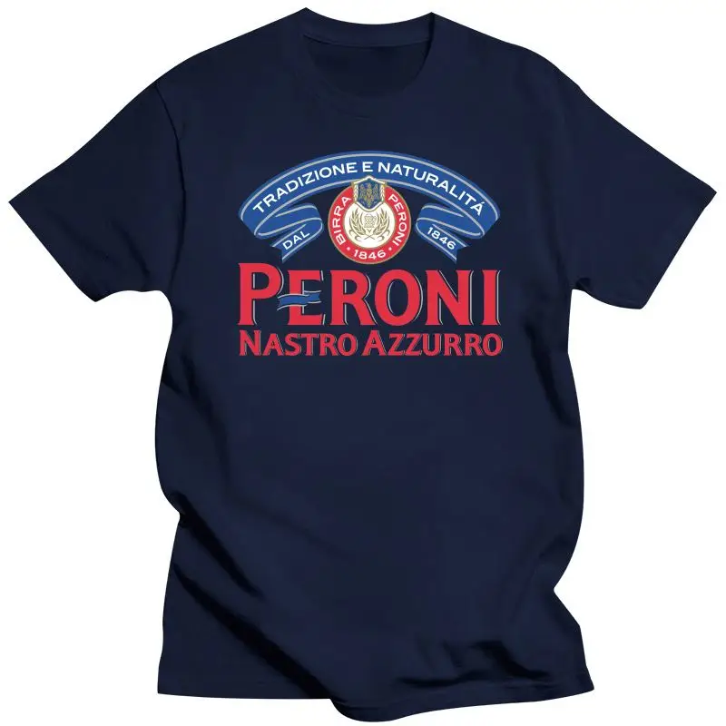 New Peroni Nastro Azzurro Italian Beer Blcak White Logo T Shirt Unisex