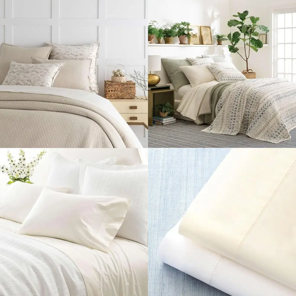 

Ivory Hemstitch California King Solid Sheet Set